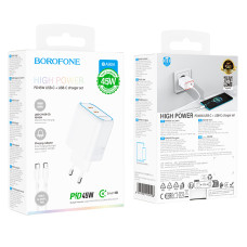 Мережевий зарядний пристрій Borofone BA90A Destello GaN PD45W Type-C to Type-C