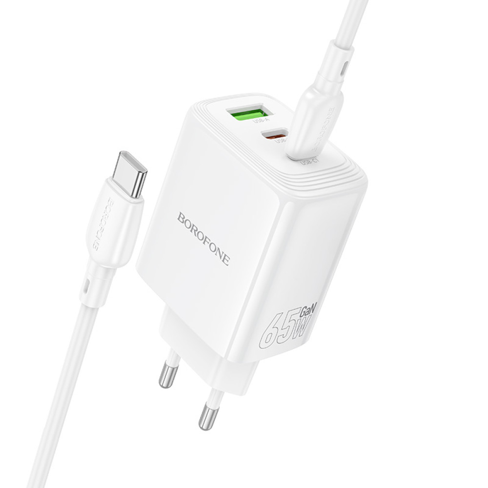 Мережевий зарядний пристрій Borofone BN32 Cargador GaN PD65W+CQ3.0 Type-C to Type-C