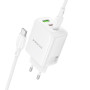 Мережевий зарядний пристрій Borofone BN32 Cargador GaN PD65W+CQ3.0 Type-C to Type-C
