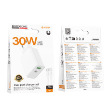 Мережевий зарядний пристрій Borofone BA108A Stellar PD30W+QC3.0 Type-C to Type-C