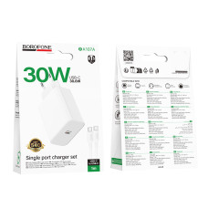 Мережевий зарядний пристрій Borofone BA107A Stellar PD30W Type-C to Type-C