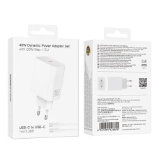 Мережевий зарядний пристрій Borofone BA109A Star GaN PD40W Type-C to Type-C