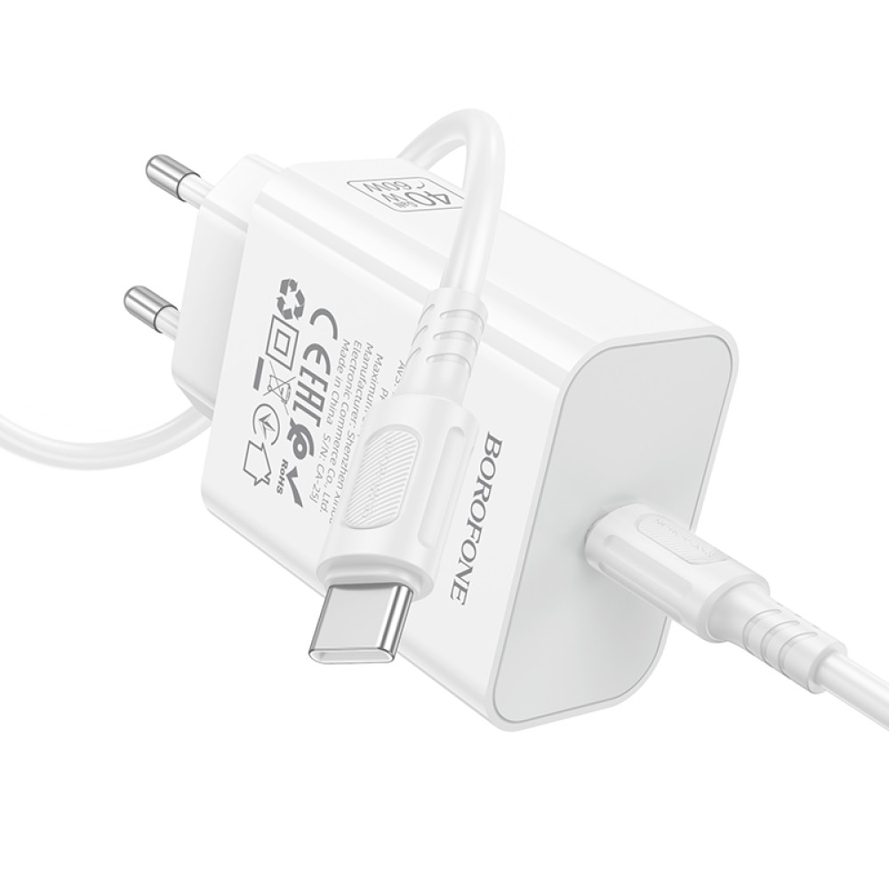 Мережевий зарядний пристрій Borofone BA109A Star GaN PD40W Type-C to Type-C