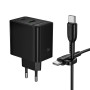 Мережевий зарядний пристрій Borofone BAS17A Erudite GaN PD65W+QC3.0 Type-C to Type-C