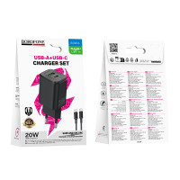 Мережевий зарядний пристрій Borofone BAS83A Star PD20W+QC3.0 Type-C to Type-C