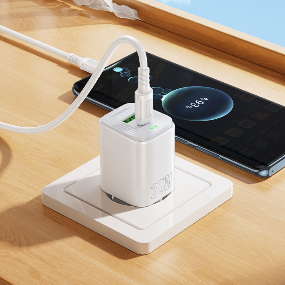 Мережевий зарядний пристрій Borofone BAS83A Star PD20W+QC3.0 Type-C to Type-C