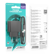 Мережевий зарядний пристрій Borofone BAS15A Erudite PD30W Type-C to Type-C 