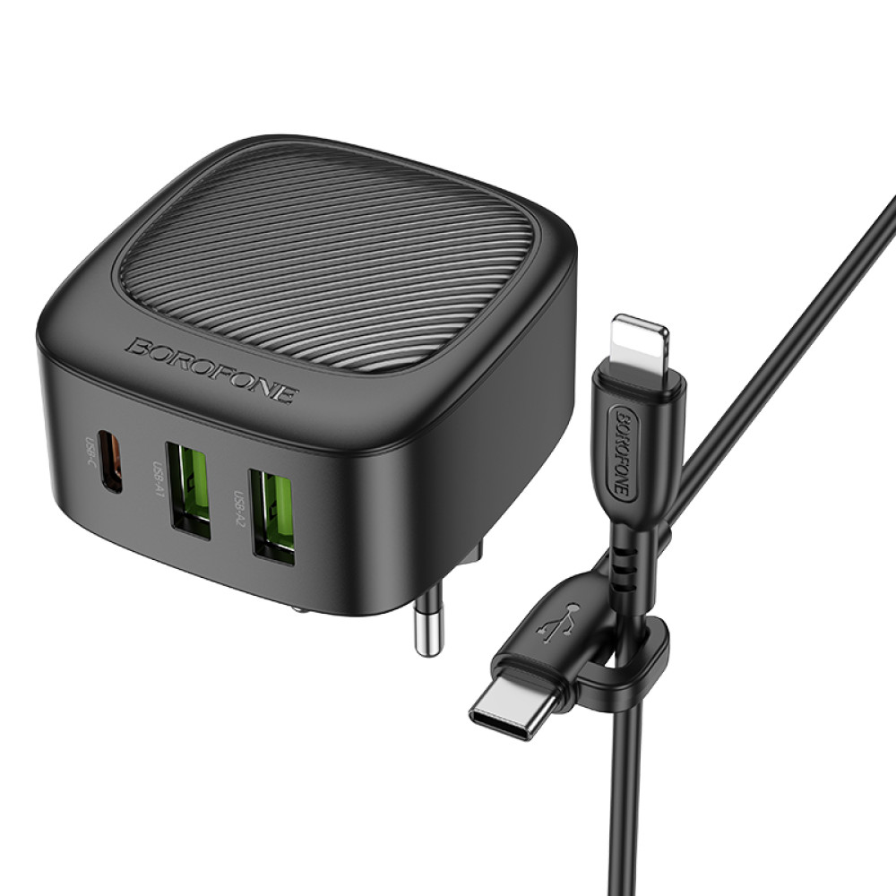 Мережевий зарядний пристрій Borofone BAS23A Lucky PD30W+QC3.0 Type-C to Lightning