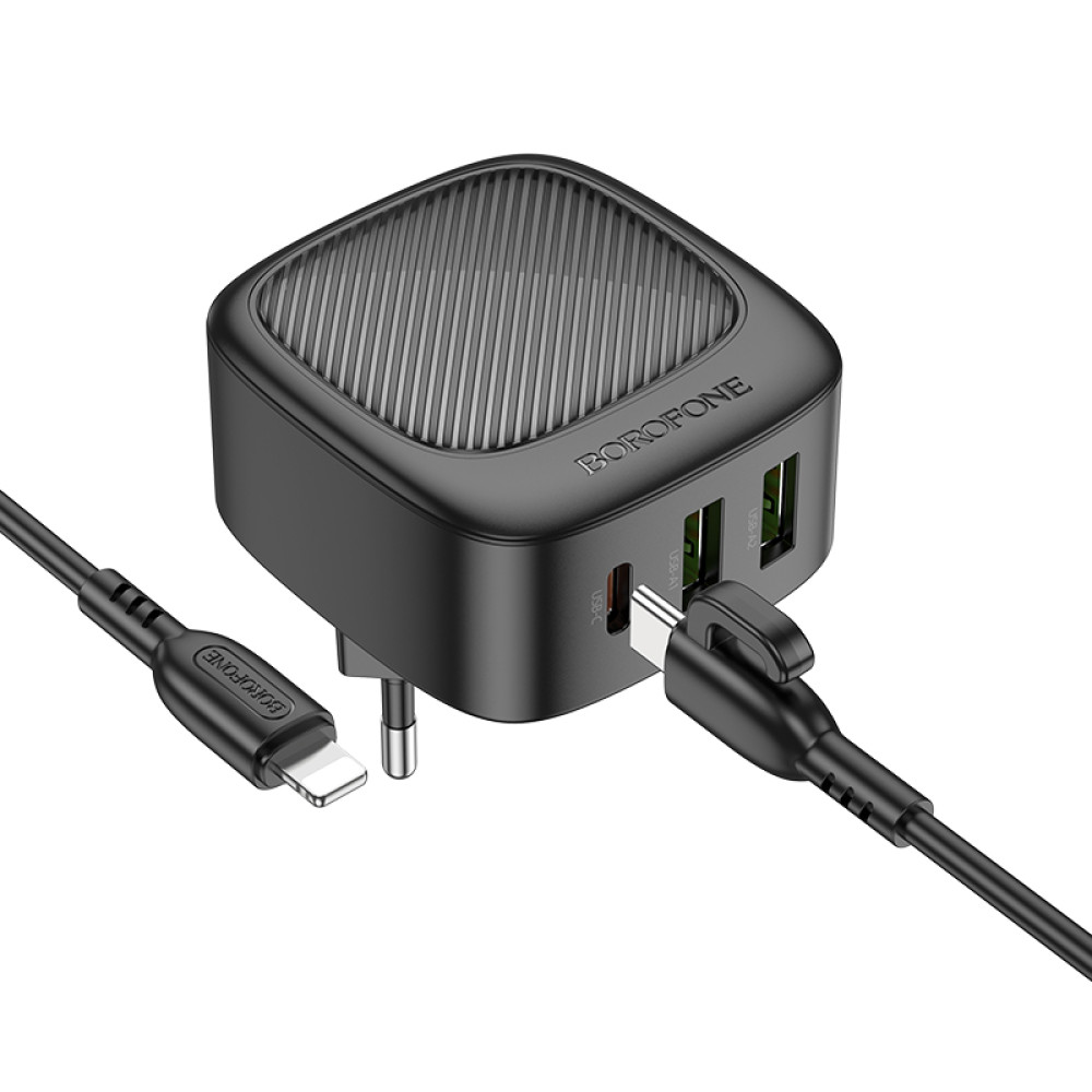 Мережевий зарядний пристрій Borofone BAS23A Lucky PD30W+QC3.0 Type-C to Lightning