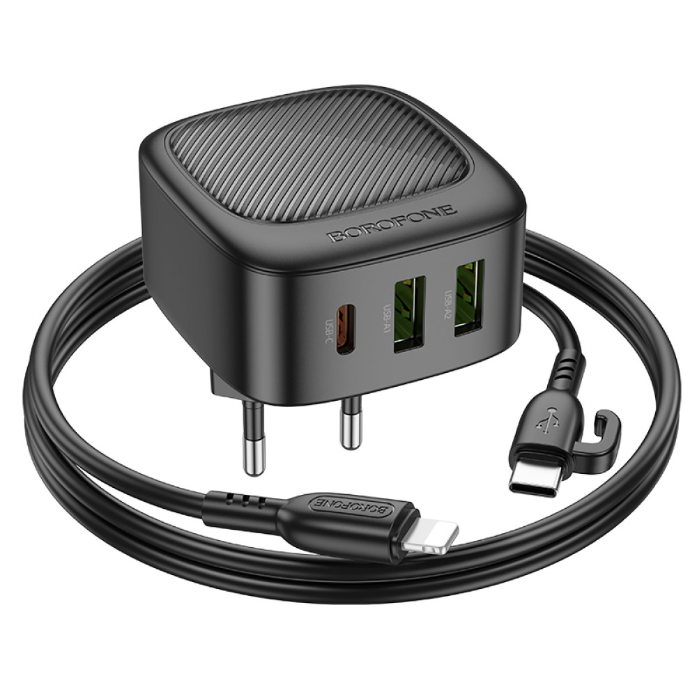 Мережевий зарядний пристрій Borofone BAS23A Lucky PD30W+QC3.0 Type-C to Lightning