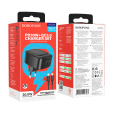 Мережевий зарядний пристрій Borofone BAS23A Lucky PD30W+QC3.0 Type-C to Lightning