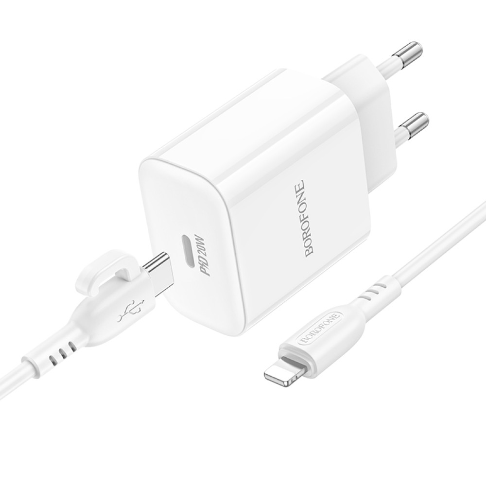 Мережевий зарядний пристрій Borofone BA81A PD20W Type-C to Lightning 