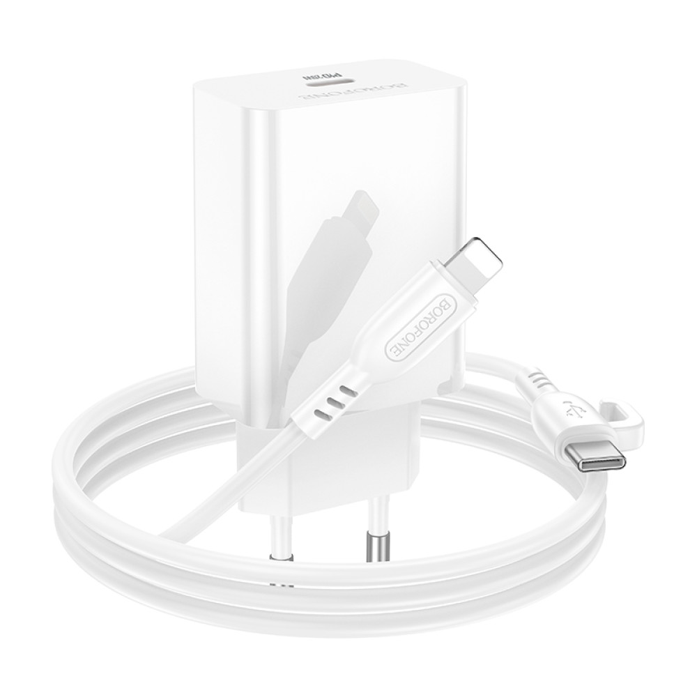Мережевий зарядний пристрій Borofone BA21A Pro Long journey PD20W Type-C to Lightning 