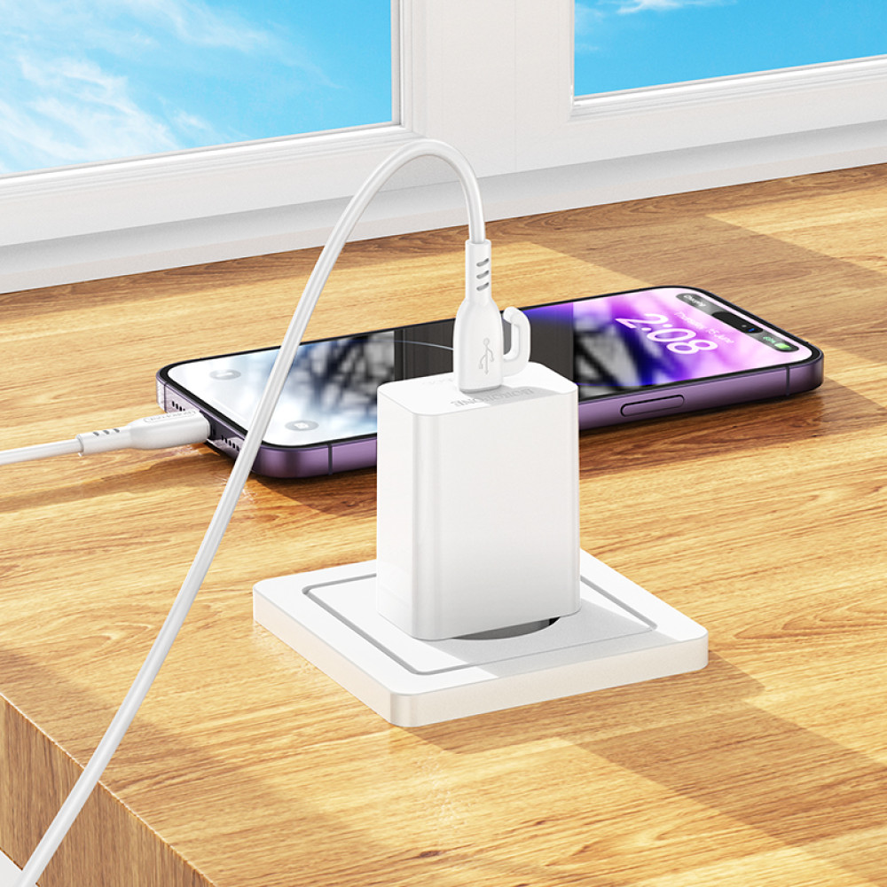 Мережевий зарядний пристрій Borofone BA21A Pro Long journey PD20W Type-C to Lightning 