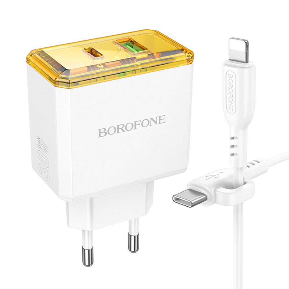 Мережевий зарядний пристрій Borofone BAS32A Treasure PD30W+QC3.0 Type-C to Lightning