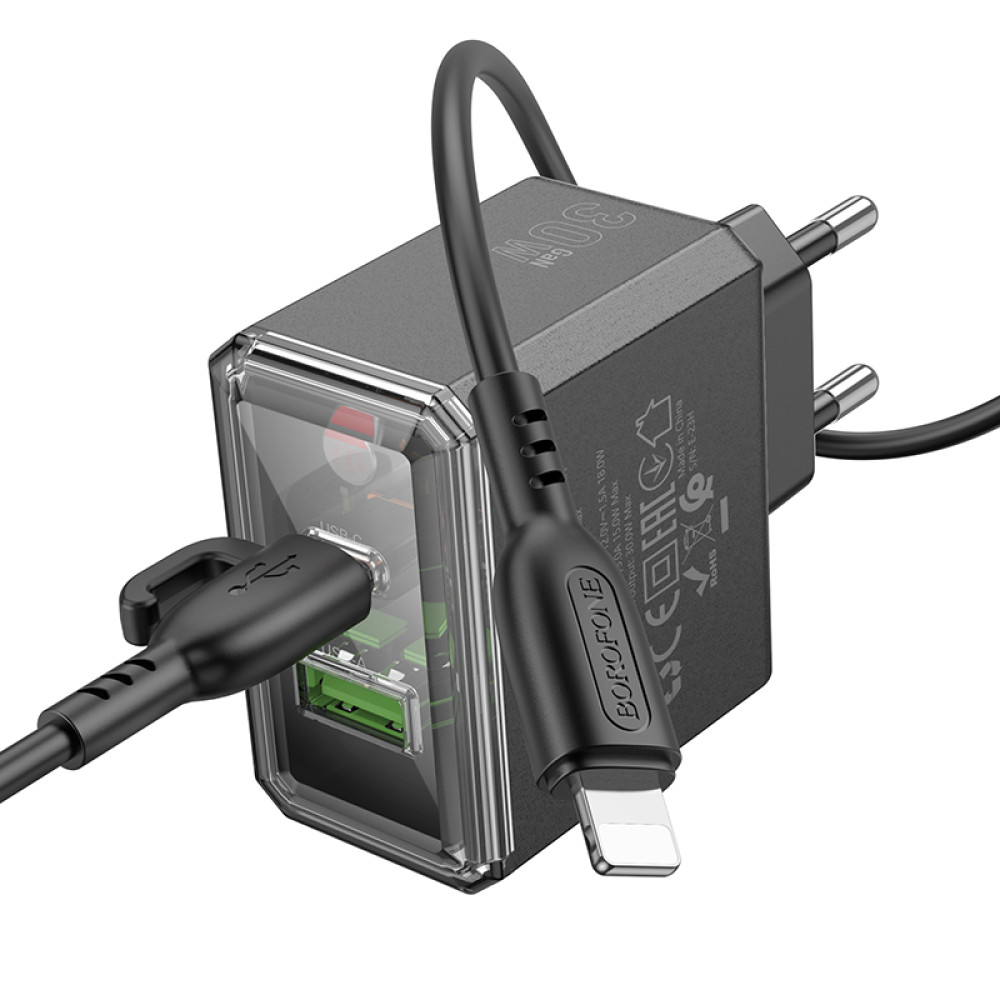 Мережевий зарядний пристрій Borofone BAS32A Treasure PD30W+QC3.0 Type-C to Lightning