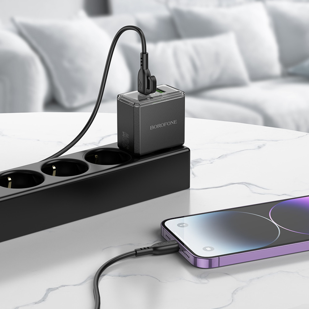 Мережевий зарядний пристрій Borofone BAS32A Treasure PD30W+QC3.0 Type-C to Lightning