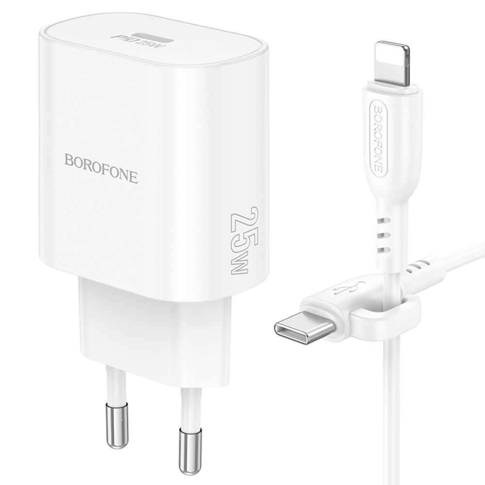 Мережевий зарядний пристрій Borofone BA82A Platinum PD25W Type-C to Lightning