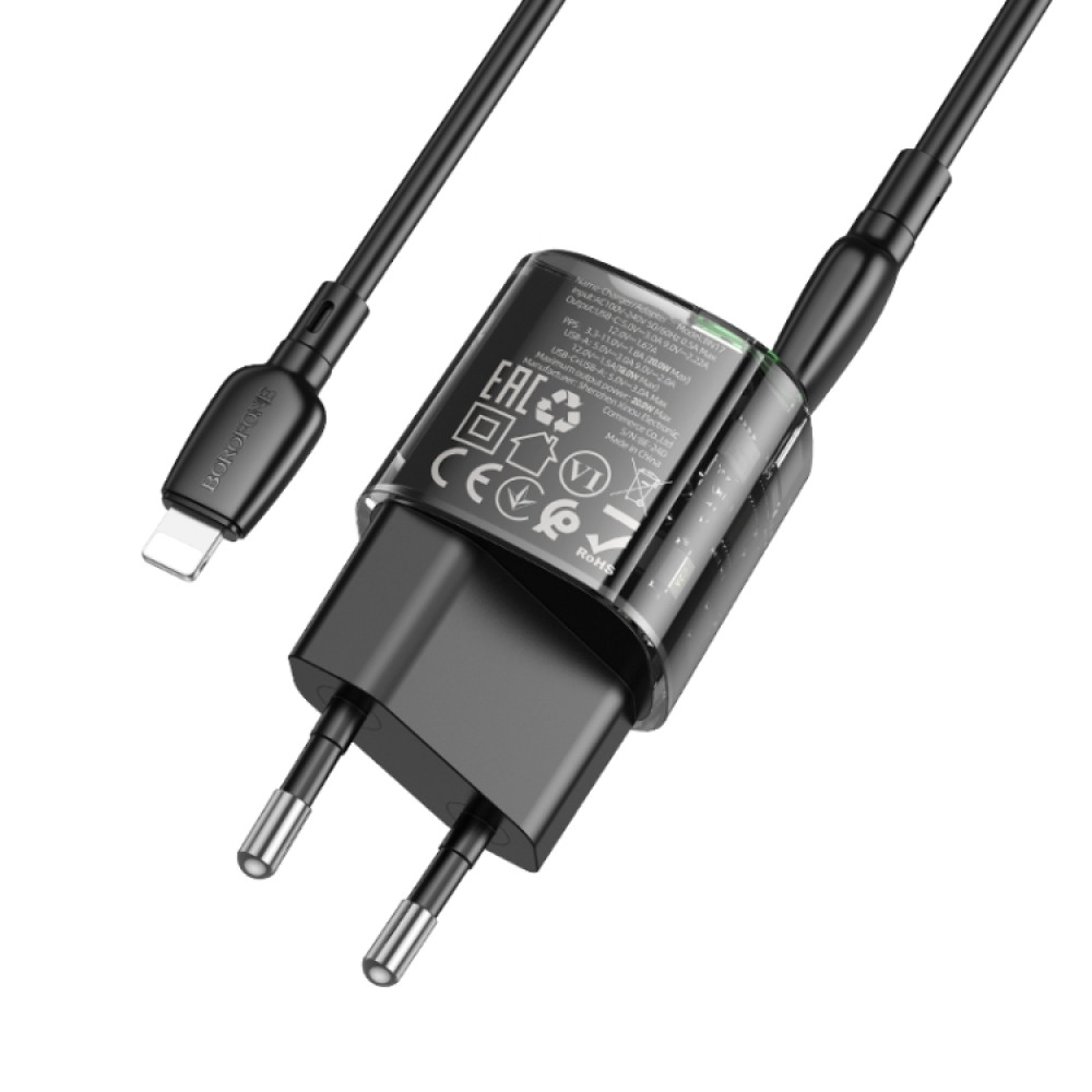 Мережевий зарядний пристрій Borofone BN17 Sunlight PD20W+QC3.0 Type-C to Lightning