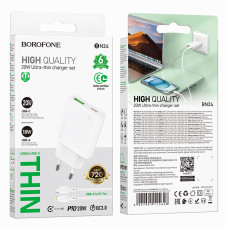 Мережевий зарядний пристрій Borofone BN24 Wish GaN PD20W+QC3.0 Type-C to Lightning 