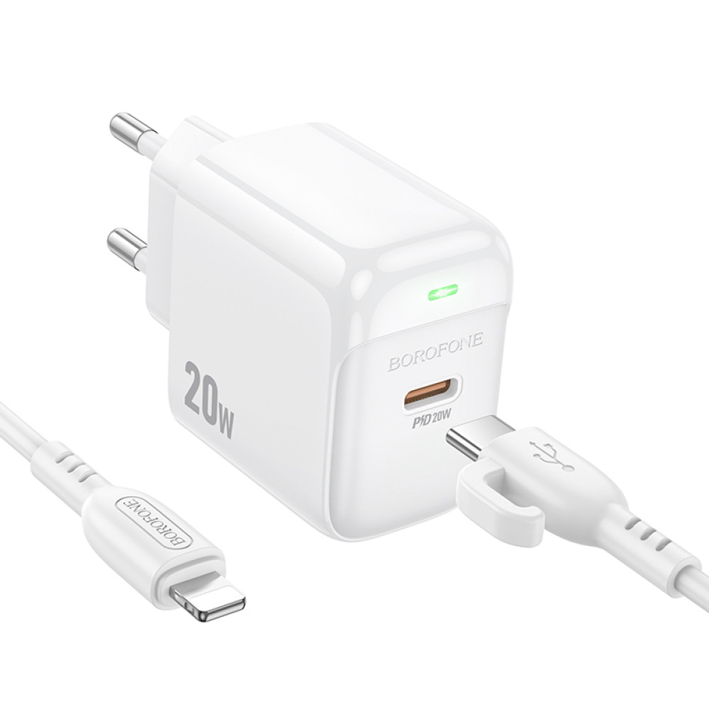 Мережевий зарядний пристрій Borofone BAS43A Potential PD20W Type-C to Lightning