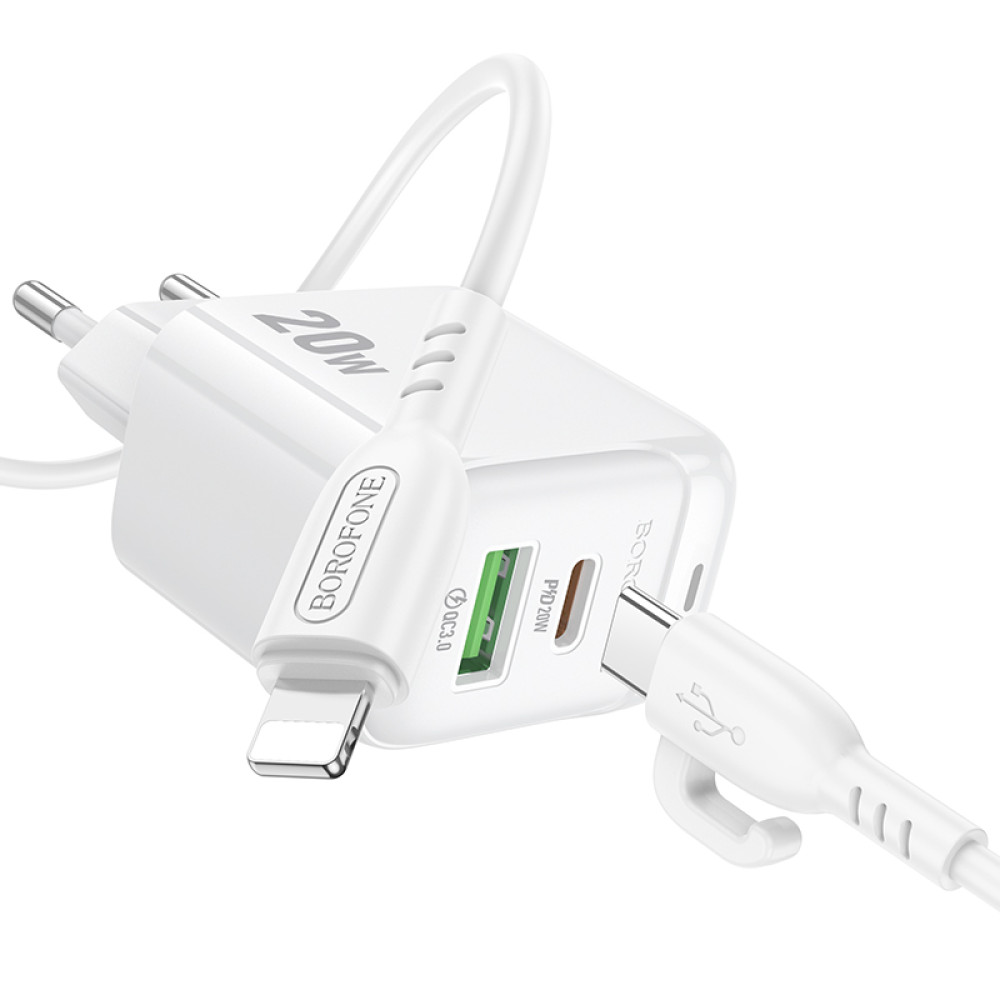 Мережевий зарядний пристрій Borofone BAS44A Potential PD20W+QC3.0 Type-C to Lightning 
