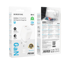 Мережевий зарядний пристрій Borofone BN28 Fuente GaN PD30W Type-C to Lightning