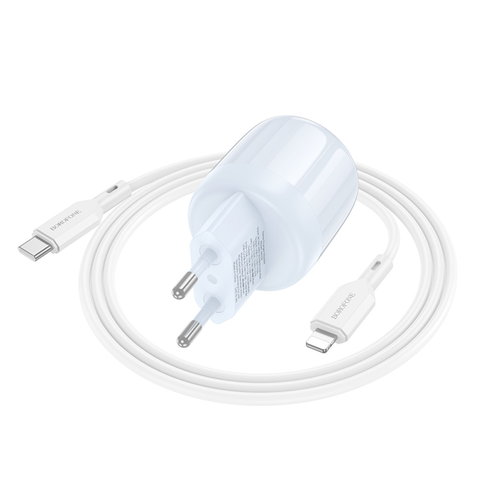 Мережевий зарядний пристрій Borofone BA93A Lustrous PD20W+QC3.0 Type-C to Lightning