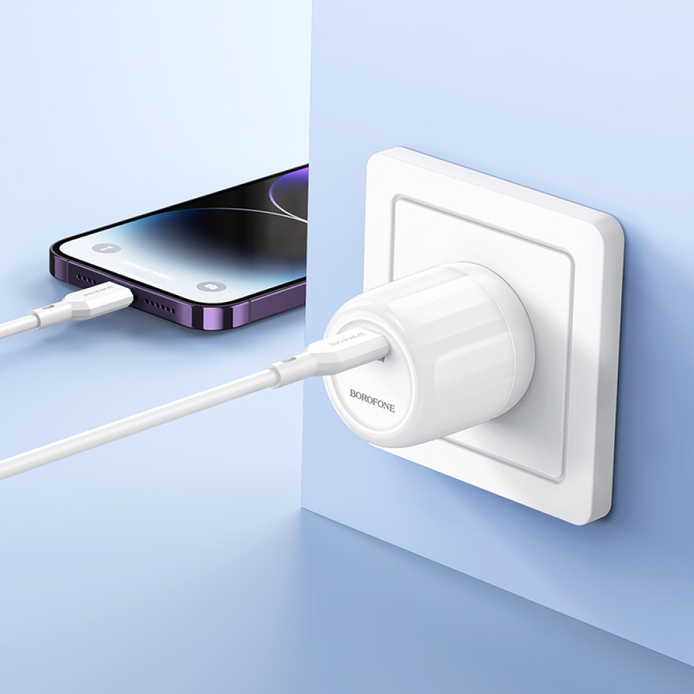 Мережевий зарядний пристрій Borofone BA92A Lustrous PD20W Type-C to Lightning