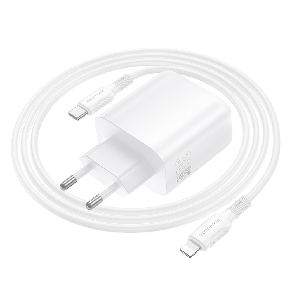 Мережевий зарядний пристрій Borofone BA89A Destello GaN PD30W+QC3.0 Type-C to Lightning