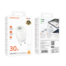 Мережевий зарядний пристрій Borofone BA94A Lustrous PD30W+QC3.0 Type-C to Lightning