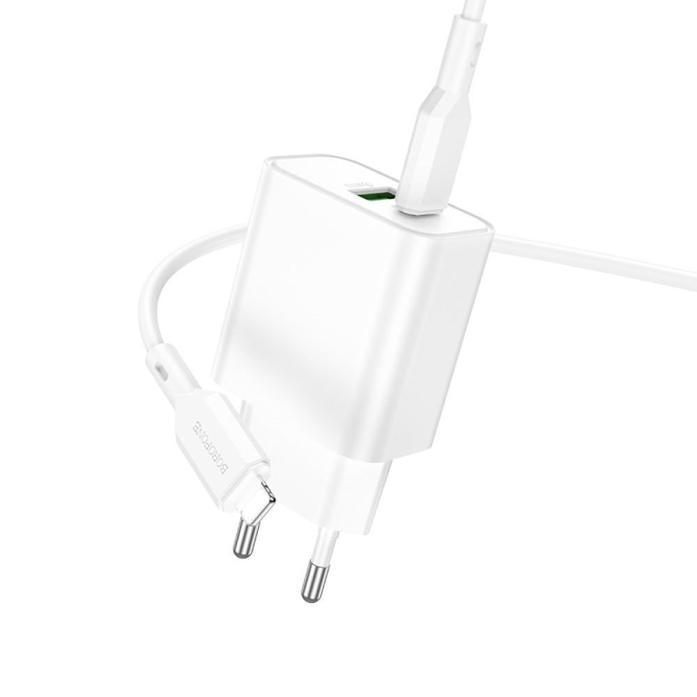 Мережевий зарядний пристрій Borofone BA88A Navy PD20W+QC3.0 Type-C to Lightning