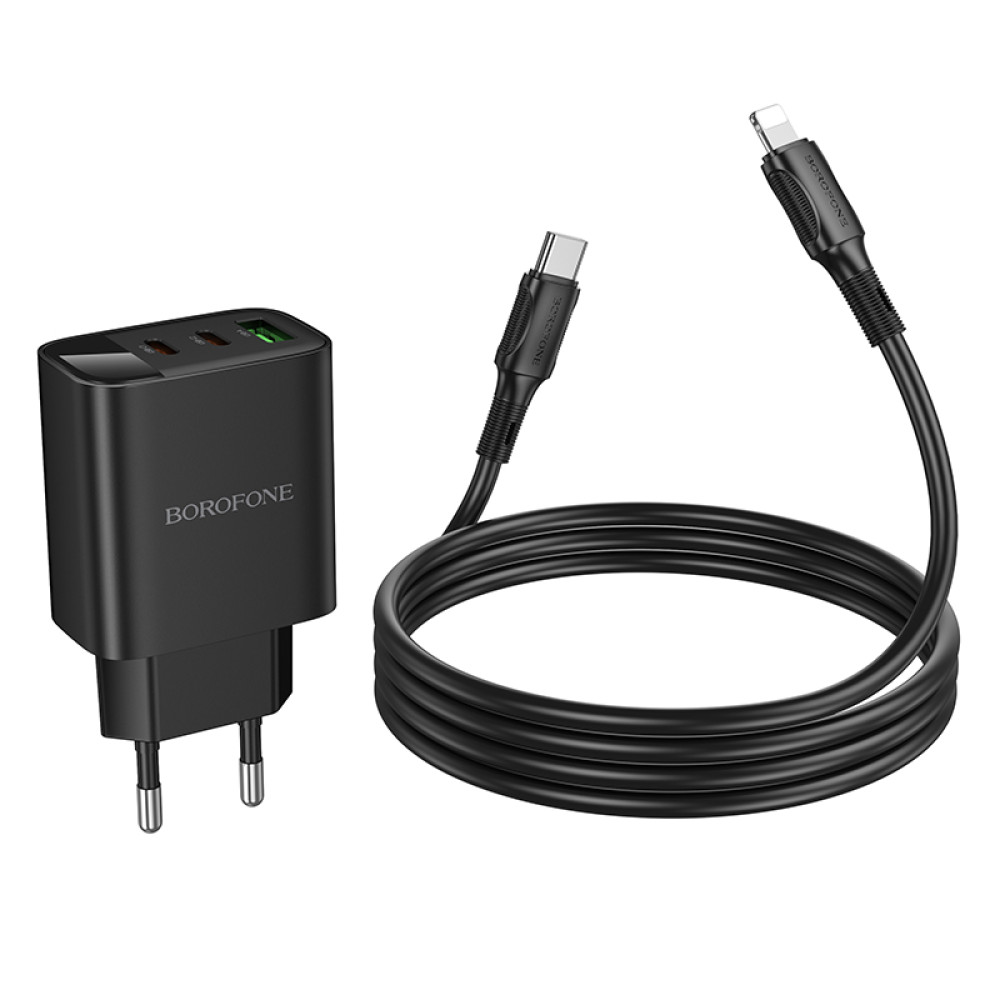 Мережевий зарядний пристрій Borofone BA98A Ilustre PD30W+QC3.0 Type-C to Lightning Led display