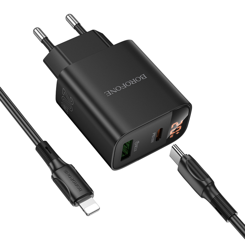Мережевий зарядний пристрій Borofone BA96A Ilustre PD20W+QC3.0 Type-C to Lightning