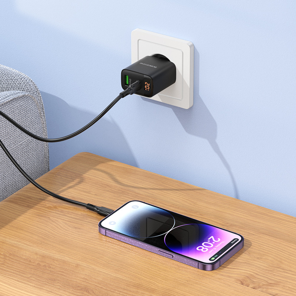 Мережевий зарядний пристрій Borofone BA96A Ilustre PD20W+QC3.0 Type-C to Lightning