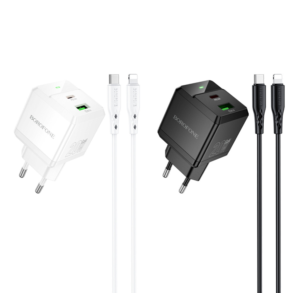 Мережевий зарядний пристрій Borofone BN19 Intenso GaN PD20W+QC3.0 Type-C to Lightning