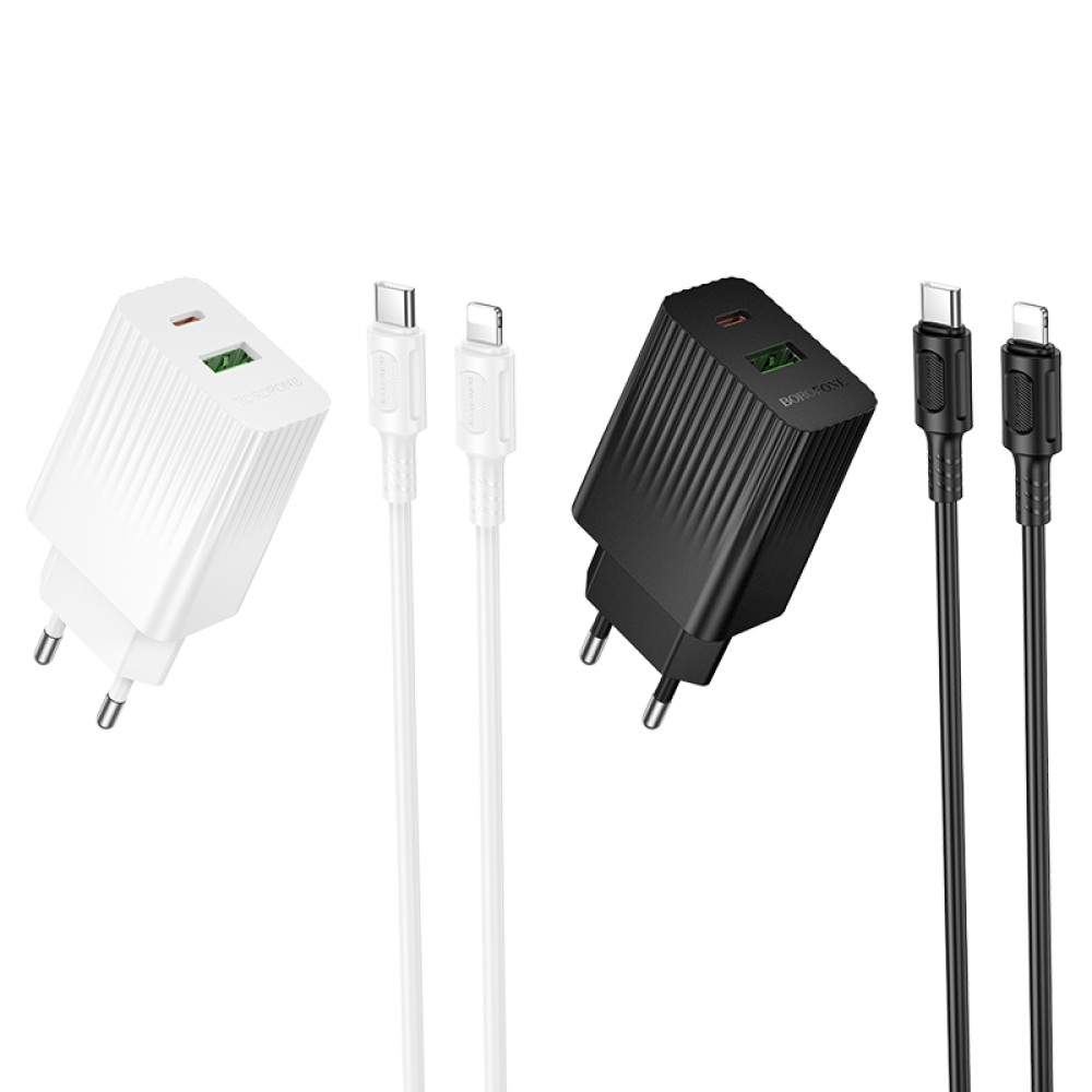 Мережевий зарядний пристрій Borofone BAS76A Source PD30W+QC3.0 Type-C to Lightning