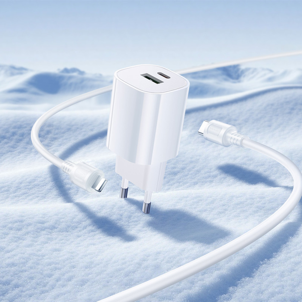 Мережевий зарядний пристрій Borofone BA104A Pudding PD20W+QC3.0 Type-C to Lightning