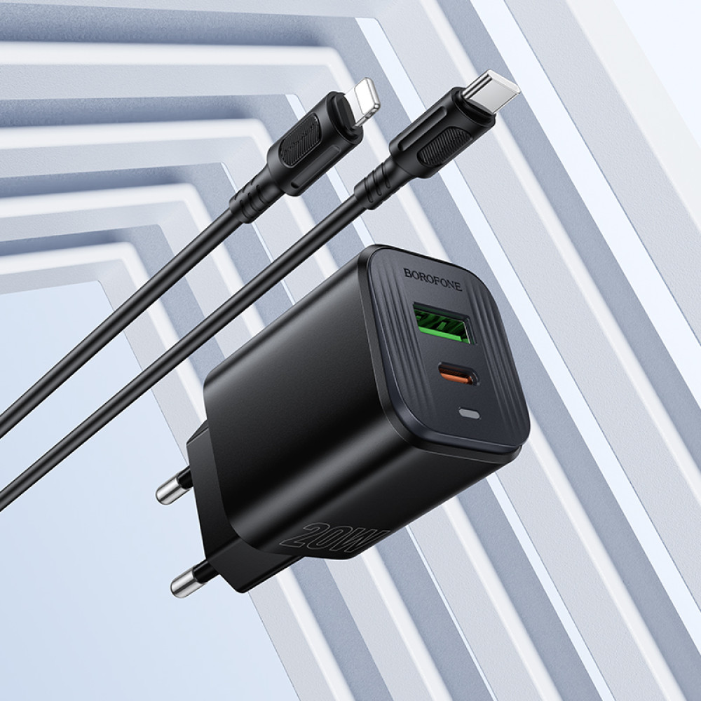 Мережевий зарядний пристрій Borofone BAS83A Star PD20W+QC3.0 Type-C to Lightning