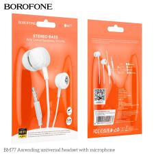 Навушники Borofone BM77 Ascending universal 3.5mm WHITE