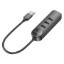 USB HUB Borofone DH6 Erudite 4-in-1 (USB to USB2.0*3+RJ45 100 Mbps) 1.2m