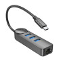 USB-C HUB Borofone DH6 Erudite 4-in-1 (Type-C to USB3.0*3+RJ45) 0.2m