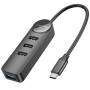 USB-С HUB Borofone DH5 Erudite 4-in-1 (Type-C to USB3.0+USB2.0*3) 0.2m