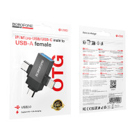 Перехідник Borofone BV26D 3in1 Lightning+Type-C+Micro male to USB female (USB2.0)
