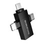 Перехідник Borofone BV26D 3in1 Lightning+Type-C+Micro male to USB female (USB2.0)