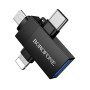 Перехідник Borofone BV26D 3in1 Lightning+Type-C+Micro male to USB female (USB2.0)