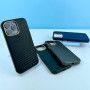 Накладка Leather Carbon Metal Frame iPhone 12 Pro Max (2020) 6.7"
