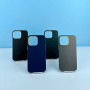 Накладка Leather Carbon Metal Frame iPhone 14 (2022) 6.1