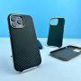 Накладка Leather Carbon Metal Frame iPhone 14 Pro Max (2022) 6.7