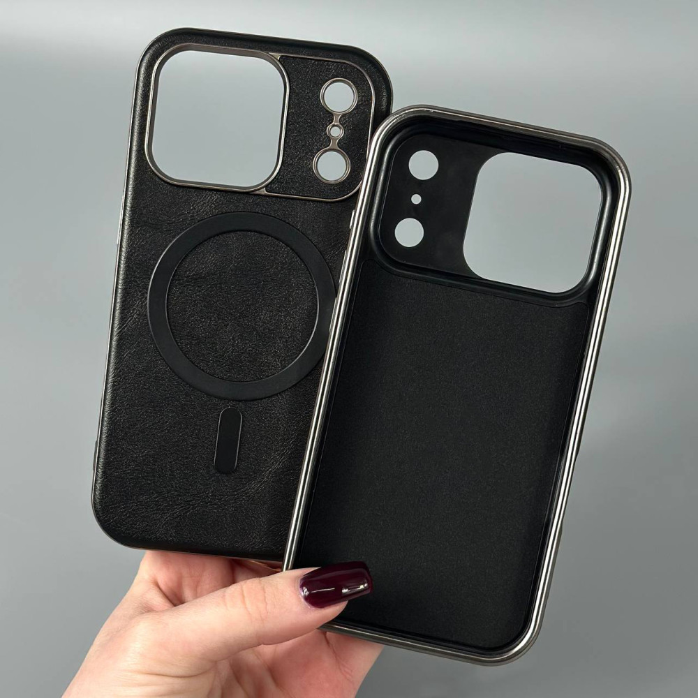 Накладка Leather Magnetic Case with Metal Frame iPhone 17 Pro Max